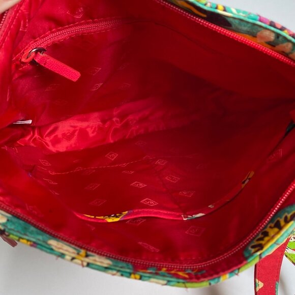 Vera Bradley Signature Double Zip Mailbag Crossbod Red Rumba Quilted Floral Bag - Picture 8 of 10